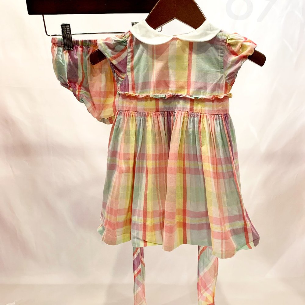 Ralph Lauren Multi-Colored Plaid Dress and Matching Diaper Cover - Size 12M